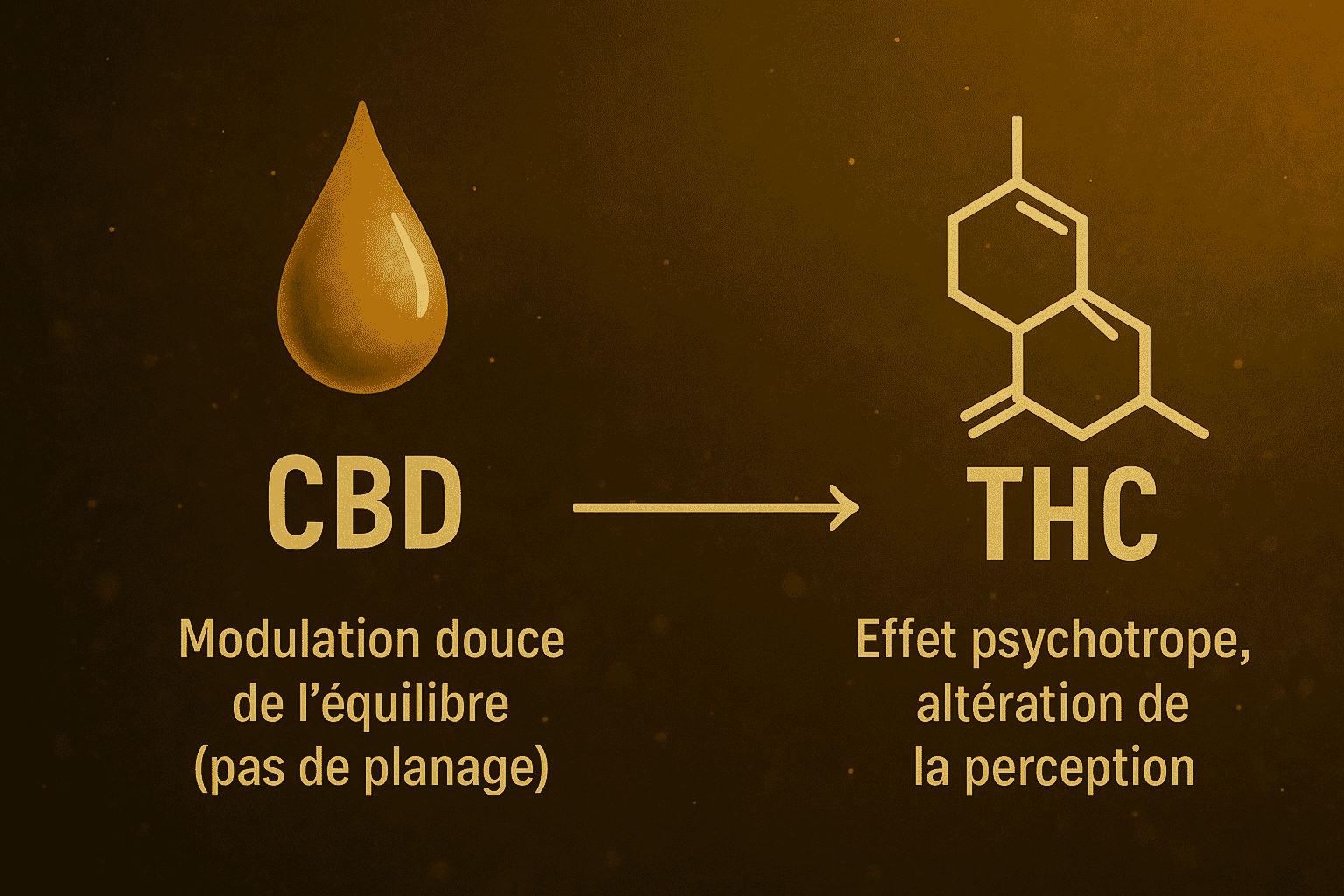 Schéma comparatif CBD vs THC